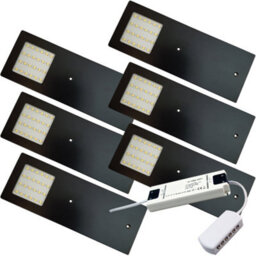 6X Ultra-Slim Matt Black Under Cabinet Kitchen Lights With Driver Kit - Natural White Led Lighting - thumbnail 1