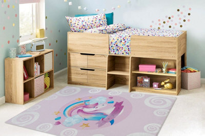 RugsX Bambino 2533 Washing Carpet Unicorn, Rainbow For Children Anti-Slip - Pink 160X220 Cm - image 1