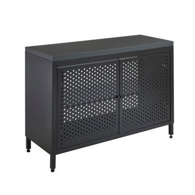 Homestylestore 1200mm Black Metal Floorstanding Bathroom Vanity Unit Black Grey Countertop - image 1