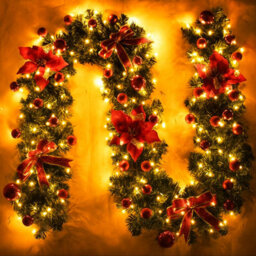 SuperGift.com 9Ft Pre Lit Artificial Green Christmas Garland Reusable Festive Decoration For Indoor & Outdoor - thumbnail 2