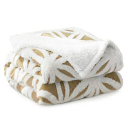 Velosso Thermal Soft Jacquard Sherpa Backed Throw Blanket For Sofa, Bed, Couch - 127Cm X 152Cm - Latte - thumbnail 1