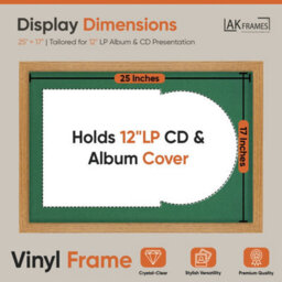 "AK Frames 25X17"" Oak Modern Vinyl Record Frame With Emerald Mount For 12 Inch Lp Cover & Disc - Overlapped Design" - thumbnail 2