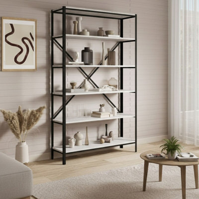 Ralph Industrial Style Bookcase Black With Concrete - image 1