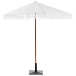 Wyld And Coco Garden Market Parasol White 2.58M Polyester Fabric Steel Pole Uv-Resistant Outdoor Shade - thumbnail 3