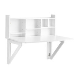 Sobuy Fwt07-Ii-W, Folding Wall-Mounted Drop-Leaf Table Desk Integrated With Storage Shelves,white,w90Xd60Xh78 - thumbnail 1