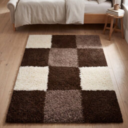"Bravich Brown Checked Tartan Shaggy Rug 80 X 150Cm (2'7""x 4'11"")" - thumbnail 3