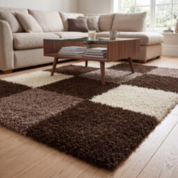 "Bravich Brown Checked Tartan Shaggy Rug 80 X 150Cm (2'7""x 4'11"")" - thumbnail 1