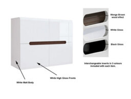 Impact Furniture White Gloss Sideboard Dresser Buffet 4 Door Cabinet Unit Modern Square Compact Storage Azteca - thumbnail 4