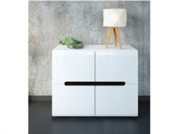 Impact Furniture White Gloss Sideboard Dresser Buffet 4 Door Cabinet Unit Modern Square Compact Storage Azteca - thumbnail 2