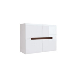 Impact Furniture White Gloss Sideboard Dresser Buffet 4 Door Cabinet Unit Modern Square Compact Storage Azteca - thumbnail 5