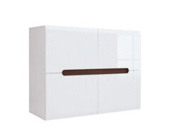 Impact Furniture White Gloss Sideboard Dresser Buffet 4 Door Cabinet Unit Modern Square Compact Storage Azteca - thumbnail 6