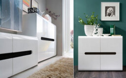 Impact Furniture White Gloss Sideboard Dresser Buffet 4 Door Cabinet Unit Modern Square Compact Storage Azteca - thumbnail 9