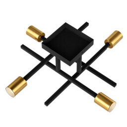 Emitto Semi Flush Mount Ceiling Light Fixture Matte Black & Gold 4 Light E27 - thumbnail 3