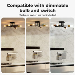 Emitto Semi Flush Mount Ceiling Light Fixture Matte Black & Gold 4 Light E27 - thumbnail 5