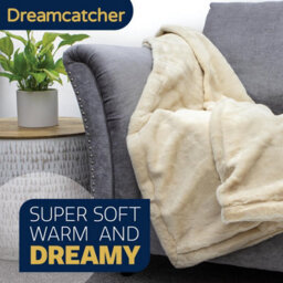 Dreamcatcher Blanket Throw Soft Faux Fur 160 X 130Cm Cream Fleece Overblanket Fluffy Blanket  For Sofa & Beds - thumbnail 7