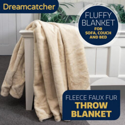 Dreamcatcher Blanket Throw Soft Faux Fur 160 X 130Cm Cream Fleece Overblanket Fluffy Blanket  For Sofa & Beds - thumbnail 4