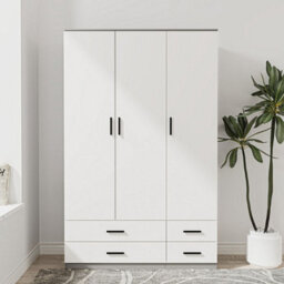 Urbn-Living Urbnliving 180Cm Height White 3 Door 4 Drawer Wardrobe Storage Shelf Modern Bedroom Grey Furniture - thumbnail 2