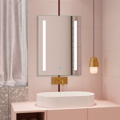Probaty Bathrooms Led Illuminated Mirror Dimmable 450X600mm With Anti-Fog,touch Switch Wall Mounted Backlit Vanity Mirror - image 1