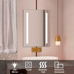 Probaty Bathrooms Led Illuminated Mirror Dimmable 450X600mm With Anti-Fog,touch Switch Wall Mounted Backlit Vanity Mirror - thumbnail 2