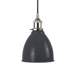 Slate Grey Classic Small Pantry Metal Painted Dome Pendant Light With Nickel Lamp Holder And Black Round Cable - Se Home - thumbnail 1