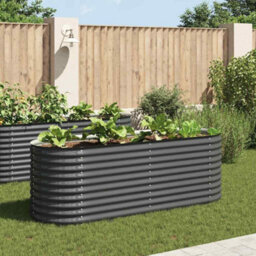 Walplus Garden Raised Bed 240X80X81 Cm Galvanised Steel Grey