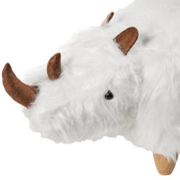 Wyld And Coco Rhino Kids Stool White Faux Fur With Rubberwood Legs - 66 X 36 X 37 Cm - thumbnail 7
