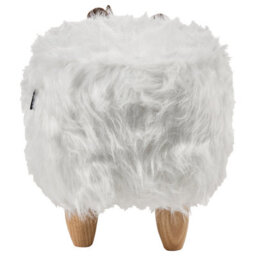 Wyld And Coco Rhino Kids Stool White Faux Fur With Rubberwood Legs - 66 X 36 X 37 Cm - thumbnail 1