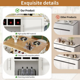 Btm Kitchen Trolley With Folding Worktop Spice Rack Towel Rail Wine Rack And Adjustable Storage White - thumbnail 6