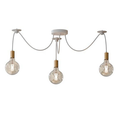 Ledsone Modern 3 Head Spider Pendant Light White Metal Ceiling Rose With Adjustable Cable E27 Led Bulb - image 1
