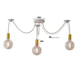 Ledsone Modern 3 Head Spider Pendant Light White Metal Ceiling Rose With Adjustable Cable E27 Led Bulb - thumbnail 2