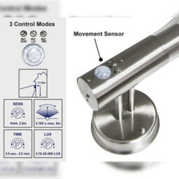 Long Life Lamps Company Brushed Stainless Steel Wall Light With Movement Sensor Ip44 Zlc012 - thumbnail 6