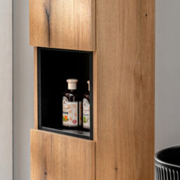 Heze Furniture Dove Bathroom Vanity Cabinets Set With Round Worktop Basin 60Cm And Tall Cabinet 2Dt  In Evoke Oak - thumbnail 6