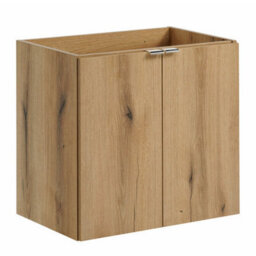 Heze Furniture Dove Bathroom Vanity Cabinets Set With Round Worktop Basin 60Cm And Tall Cabinet 2Dt  In Evoke Oak - thumbnail 2