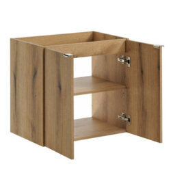 Heze Furniture Dove Bathroom Vanity Cabinets Set With Round Worktop Basin 60Cm And Tall Cabinet 2Dt  In Evoke Oak - thumbnail 3