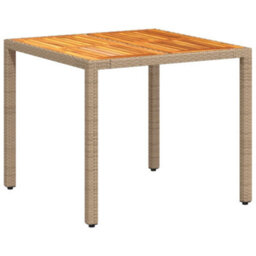 Berkfield Garden Table Beige 90X90X75 Cm Poly Rattan Acacia Wood - thumbnail 7