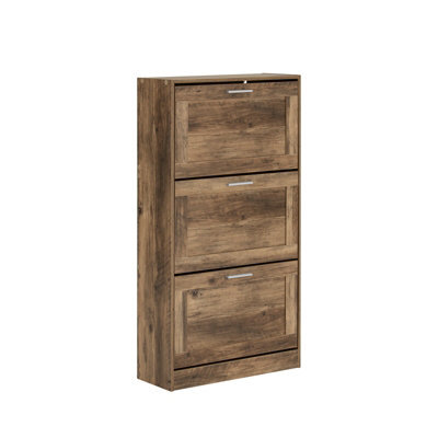 Sobuy Fsr137-L-F, 3 Drawers Shoe Cabinet Storage Cupboard Organizer Unit,brown,w59.5Xd23Xh115 - image 1