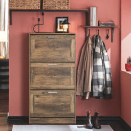 Sobuy Fsr137-L-F, 3 Drawers Shoe Cabinet Storage Cupboard Organizer Unit,brown,w59.5Xd23Xh115 - thumbnail 2
