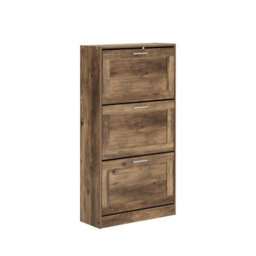 Sobuy Fsr137-L-F, 3 Drawers Shoe Cabinet Storage Cupboard Organizer Unit,brown,w59.5Xd23Xh115 - thumbnail 1