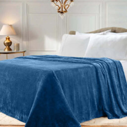 Ameha Fleece Plain Blanket, Lightweight & Reversible Throw For Travel, Bed & Sofa Blanket, Teal King 200X240Cm - thumbnail 2