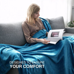 Ameha Fleece Plain Blanket, Lightweight & Reversible Throw For Travel, Bed & Sofa Blanket, Teal King 200X240Cm - thumbnail 5