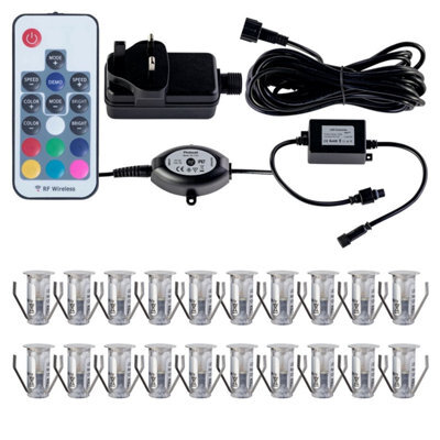 First Choice Lighting Set Of 20 - 15mm Ip67 Colour Changing Led Decking Kit With Photocell - image 1