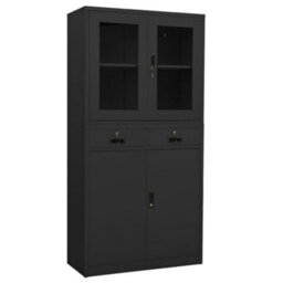 Vidaxl Office Cabinet Anthracite 90X40X180 Cm Steel And Tempered Glass - thumbnail 1