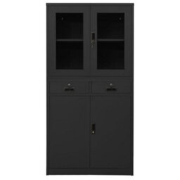 Vidaxl Office Cabinet Anthracite 90X40X180 Cm Steel And Tempered Glass - thumbnail 2