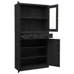 Vidaxl Office Cabinet Anthracite 90X40X180 Cm Steel And Tempered Glass - thumbnail 6