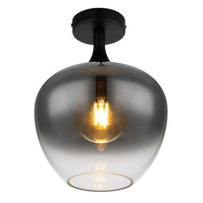Luminosa Lighting Luminosa Maxy Globe Ceiling Light Matt Black Smoke Glass Shade 1X E27 - image 1