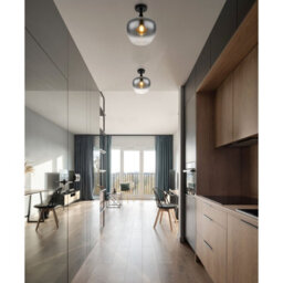Luminosa Lighting Luminosa Maxy Globe Ceiling Light Matt Black Smoke Glass Shade 1X E27 - thumbnail 3