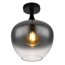 Luminosa Lighting Luminosa Maxy Globe Ceiling Light Matt Black Smoke Glass Shade 1X E27 - thumbnail 1