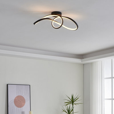 Eglo Calarossa-Z Smart Control Aluminium And Steel Led Rgb Modern Ceiling Light, Black - image 1