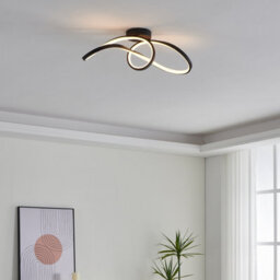 Eglo Calarossa-Z Smart Control Aluminium And Steel Led Rgb Modern Ceiling Light, Black - thumbnail 1