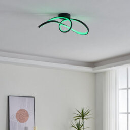 Eglo Calarossa-Z Smart Control Aluminium And Steel Led Rgb Modern Ceiling Light, Black - thumbnail 3